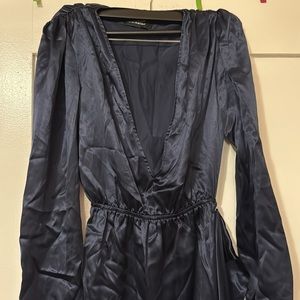 Reformation Navy Blue Satin Dress